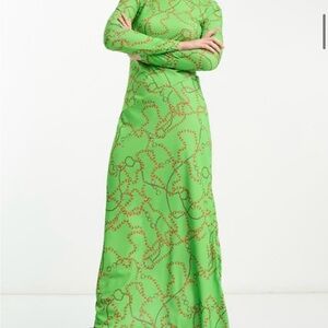 Mango Vibrant Green Long Sleeve Dress